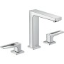 hansgrohe Metropol 3-Loch Waschtischarmatur 160 mit Bügelgriffen und Push-Open Ablaufgarnitur