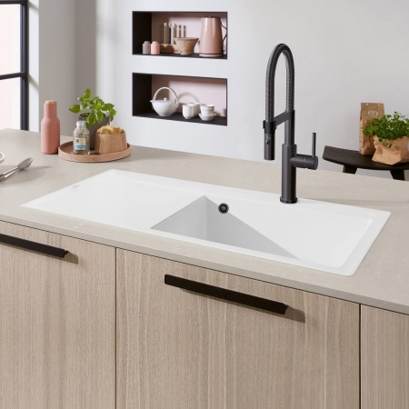 Villeroy & Boch Subway Style 60 FLAT flächenbündige Spüle, Ablaufgarnitur mit Handbetätigung, Becken rechts