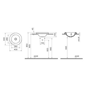 Vasca incasso rotonda VitrA Liquid, 40 cm