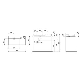 LAUFEN Kartell by LAUFEN Aufsatzwaschtisch 90 x 46 cm, mit 2 Hahnlöchern, Ablage rechts