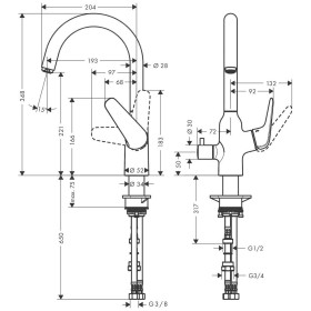 hansgrohe Focus M42 Einhebel-Küchenmischer 220, Geräteabsperrventil, 1jet