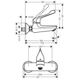 hansgrohe Novus Care Einhebel-Waschtischmischer Aufputz mit extra langem Griff