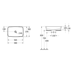 Vasque à poser Villeroy & Boch Artis 58 x 38,5 cm