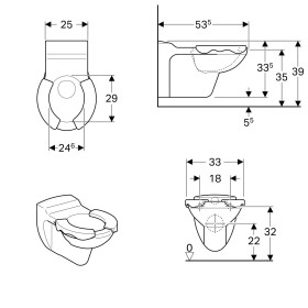 Geberit Bambini Wand-WC für Kinder mit Sitzauflagen, Tiefspüler
