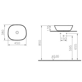 VitrA Plural Lavabo d'appoggio piatto, rettangolare