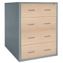 Wolfstahl Hängeregistraturschrank doppelbahnig 4 Schubladen 76 x 62 x 132 cm silber-ahorn
