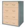 Wolfstahl Hängeregistraturschrank doppelbahnig 4 Schubladen 76 x 62 x 132 cm silber-ahorn