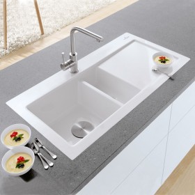 Villeroy & Boch Subway 60 FLAT flächenbündige Spüle, Ablaufgarnitur mit Handbetätigung, Becken links