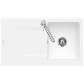 Évier encastrable Villeroy & Boch Siluet 50 Flat, cuve à droite, bonde avec commande manuelle