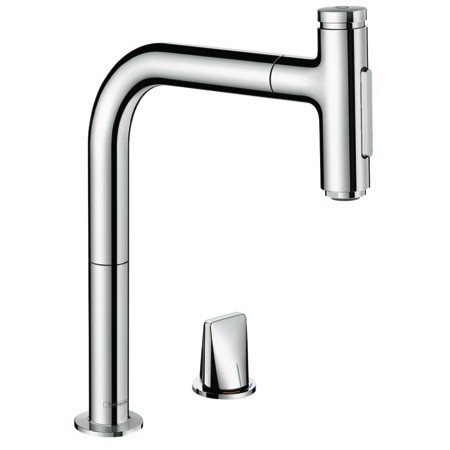 hansgrohe Metris Select M71 2-Loch Einhebel-Küchenmischer 200, Ausziehbrause, 2jet, sBox