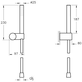 VitrA Origin Handbrause-Set mit Wandhalterung G 1/2"