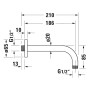 Duravit Brausearm gebogen 21 cm, mit eckiger Rosette