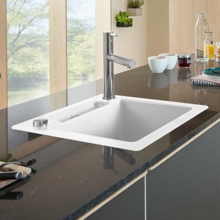 Villeroy & Boch Siluet 50 S Flat Einbauspüle, Ablaufgarnitur mit Excenterbetätigung, reversibel