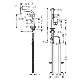 hansgrohe Metris Select M71 Einhebel-Küchenmischer 240, Ausziehauslauf, 1jet, sBox
