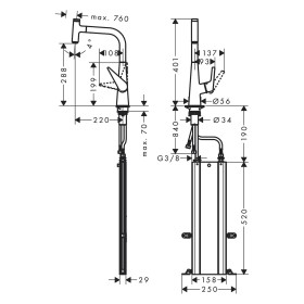 hansgrohe Talis Select M51 Einhebel-Küchenmischer 300, Ausziehauslauf, 1jet, sBox