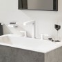 hansgrohe Finoris 3-Loch Waschtischarmatur 160 mit Push-Open Ablaufgarnitur