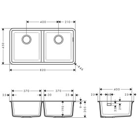 Évier encastrable hansgrohe S510-U770 370/370
