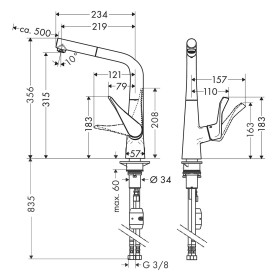 hansgrohe Metris M71 Einhebel-Küchenmischer 320, Ausziehauslauf, 1jet