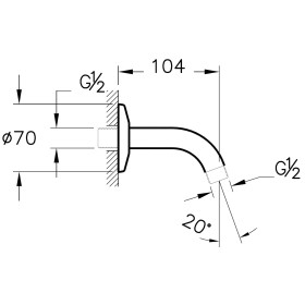 VitrA Origin Wandarm mit 90° Bogen für Duschkopf, Ausladung 10,4 cm