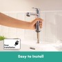 hansgrohe Rebris S Einhebel-Waschtischarmatur 110 CoolStart wassersparend+ mit Zugstangen-Ablaufgarnitur