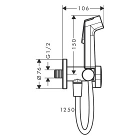 hansgrohe Bidette Handbrause 1jet S EcoSmart+ mit Brausehalter und Brauseschlauch 125 cm