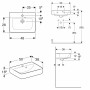 Geberit Renova Plan Handwaschbecken 50 cm mit Hahnloch mittig, asymmetrischer Überlauf