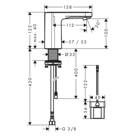 Mitigeur électronique pour lavabo hansgrohe Vernis Blend pour eau froide ou pré-mélangée, fonctionnant sur batterie