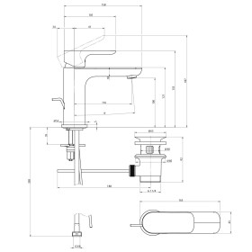 Robinetterie de lavabo à levier unique Villeroy & Boch O.novo avec vidage à tirette