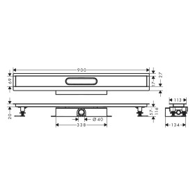 hansgrohe uBox universal Komplettset 90 cm, flache Installation für Duschrinnen Fertigsets