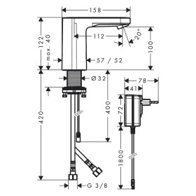 Miscelatore elettronico per lavabo hansgrohe Vernis Blend con preimpostazione della temperatura, alimentazione 230 V