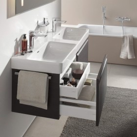 Double vasque LAUFEN PRO S 130 cm encastrable, avec trou de robinet