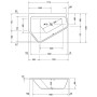 Duravit Paiova 5-Eck Badewanne links, Einbauversion 177 x 130 cm