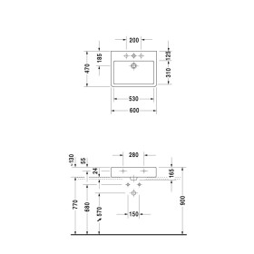 Lavabo Duravit Vero 60 cm con 1 foro rubinetto satinato