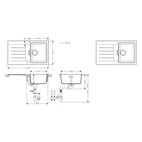Lavello incasso hansgrohe S520-F345 345 con gocciolatoio, reversibile