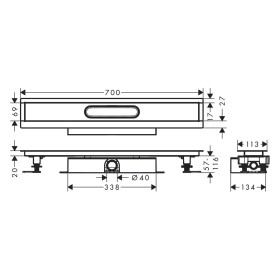 hansgrohe uBox universal Komplettset 70 cm, flache Installation für Duschrinnen Fertigsets