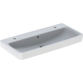 Geberit Renova Plan Waschtisch 100 cm mit 2 Hahnlöchern links und rechts, mit Überlauf