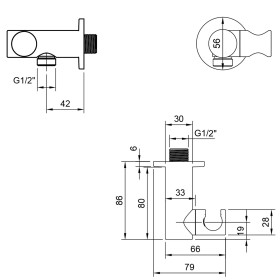 Support de douche à main universel Villeroy & Boch rond