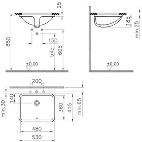 Lavabo sottopiano VitrA S20 53 x 41,5 cm