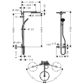hansgrohe Raindance Select 300 Showerpipe
