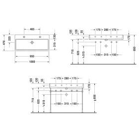 Lavabo mobile Duravit Vero Air con 2 fori per rubinetto 100 x 47 cm, con troppopieno