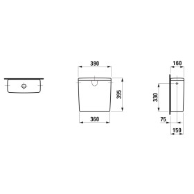 Réservoir de chasse LAUFEN LUA pour combinaison WC sur pied, alimentation latérale