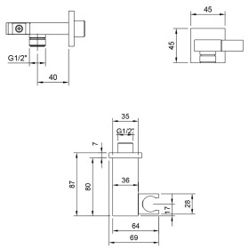 Support de douche à main universel Villeroy & Boch carré