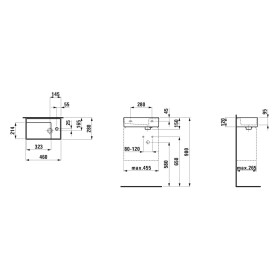 Lavabo da appoggio LAUFEN Kartell 46 x 28 cm senza foro per rubinetto, piano per rubinetti a destra