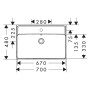 hansgrohe Xanuia Q Aufsatzwaschtisch geschliffen 700/480 mit Hahnloch und Überlauf
