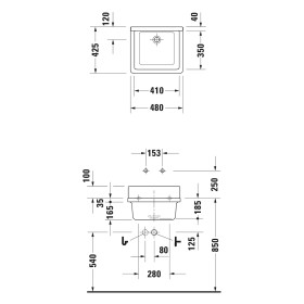 Duravit Starck 3 Lavabo d'appoggio 48 cm