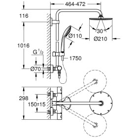 Sistema doccia GROHE Euphoria XXL 210 con miscelatore termostatico da parete