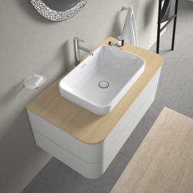 Lavabo a incasso Duravit Happy D.2 Plus 60 cm bianco, senza troppo pieno, senza piastra foro rubinetto