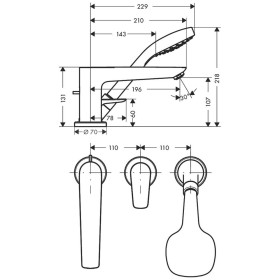 hansgrohe Talis E 3-Loch Wannenrandarmatur mit ausziehbarer Handbrause