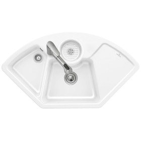 Villeroy & Boch Solo Eck-Einbauspüle, Ablaufgarnitur mit Handbetätigung
