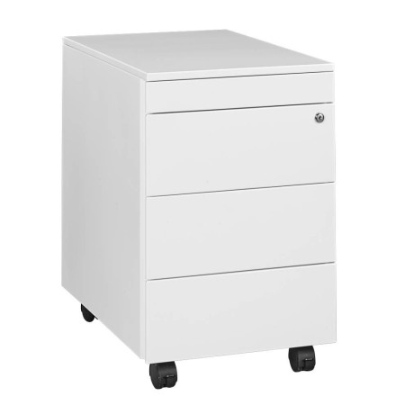 Wolfstahl Rollcontainer Stahl 4 Auszüge Weiss abschliessbar 40 x 60 x 62 cm